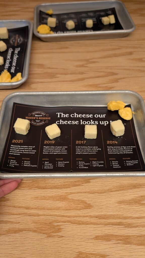 cheese tasting at Tillamook